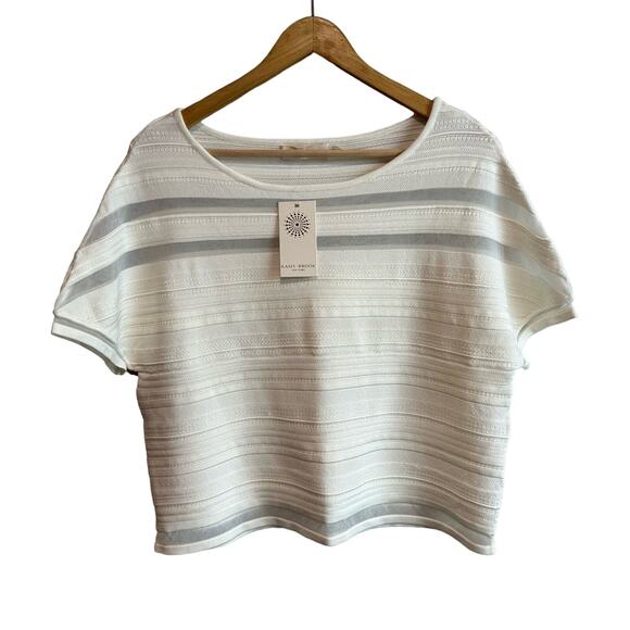 Ramy Brook Textured Short Sleeve Knit Sweater Cloud S - Picture 1 of 8